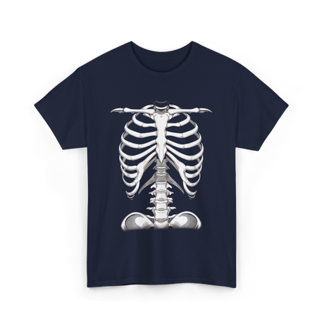 Skeleton Rib Cage Skeleton Illustration T-Shirt - Navy