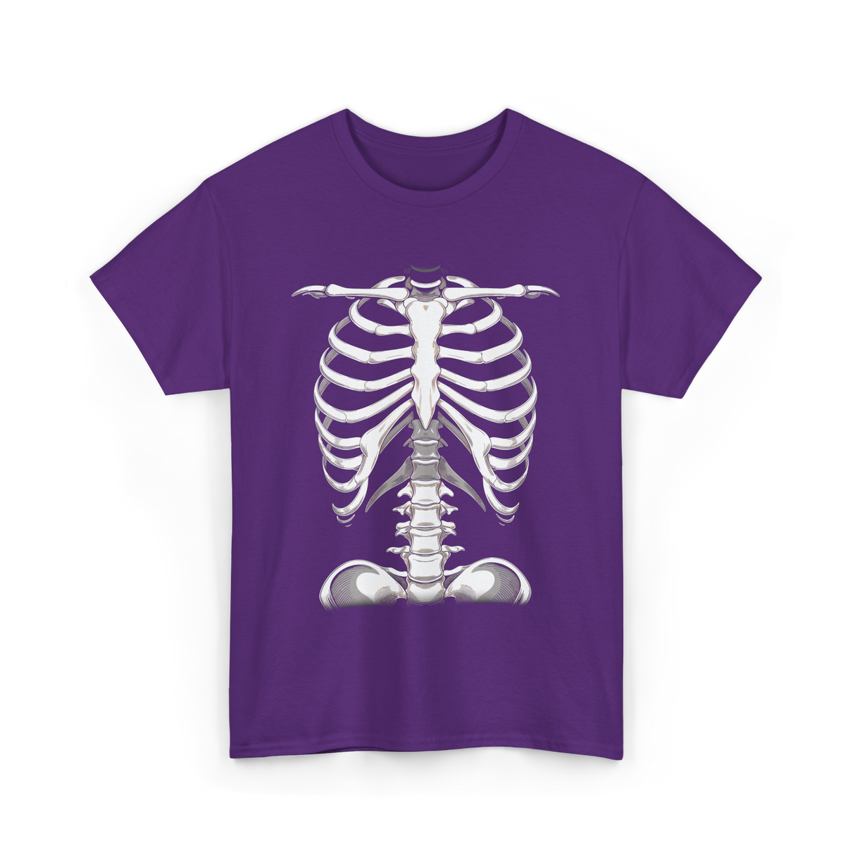 Skeleton Rib Cage Skeleton Illustration T-Shirt - Purple