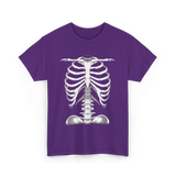 Skeleton Rib Cage Skeleton Illustration T-Shirt - Purple