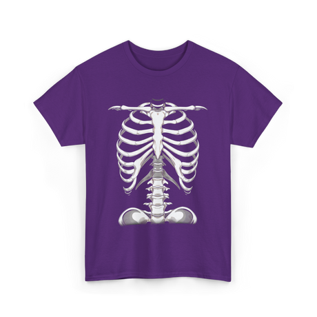 Skeleton Rib Cage Skeleton Illustration T-Shirt - Purple