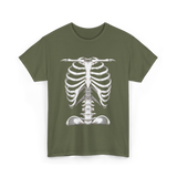 Skeleton Rib Cage Skeleton Illustration T-Shirt - Military Green