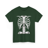 Skeleton Rib Cage Skeleton Illustration T-Shirt - Forest Green