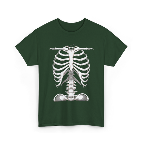 Skeleton Rib Cage Skeleton Illustration T-Shirt - Forest Green