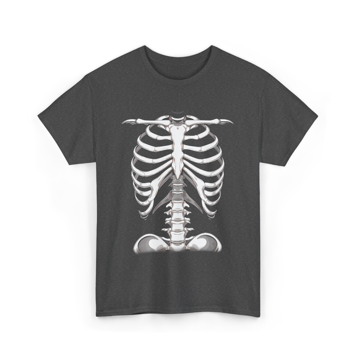 Skeleton Rib Cage Skeleton Illustration T-Shirt - Dark Heather