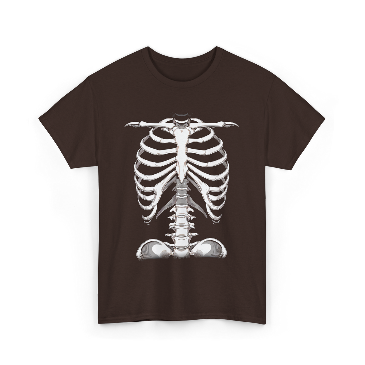 Skeleton Rib Cage Skeleton Illustration T-Shirt - Dark Chocolate