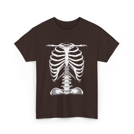 Skeleton Rib Cage Skeleton Illustration T-Shirt - Dark Chocolate