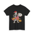 Skeleton Riding Dinosaur Halloween T-Shirt - Black