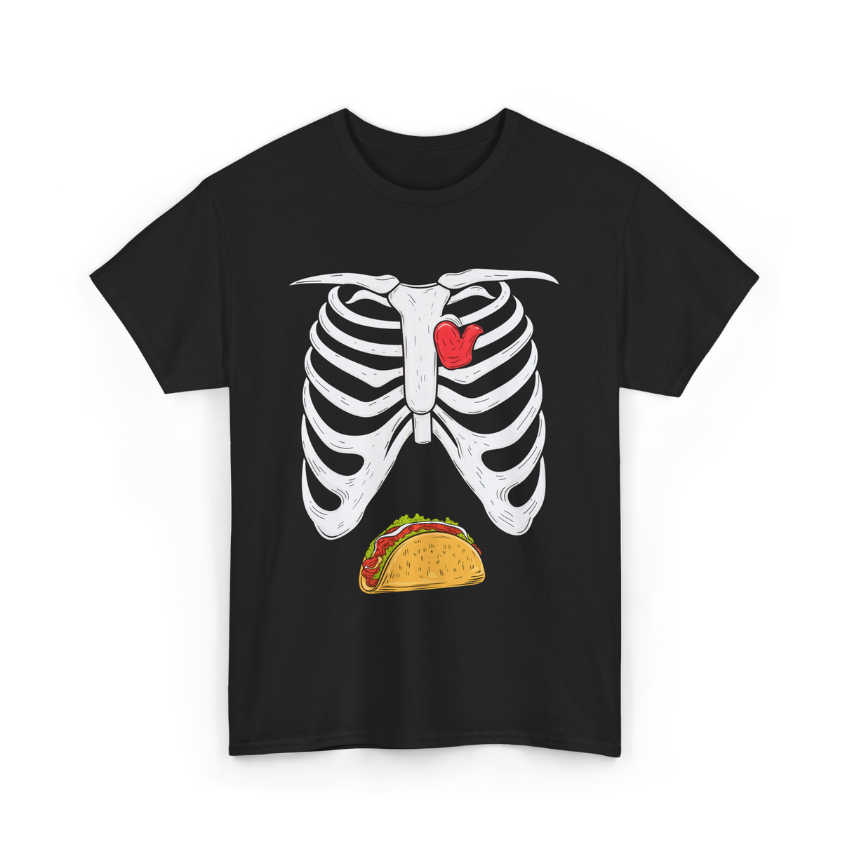 Skeleton Taco Belly Taco T-Shirt - Black