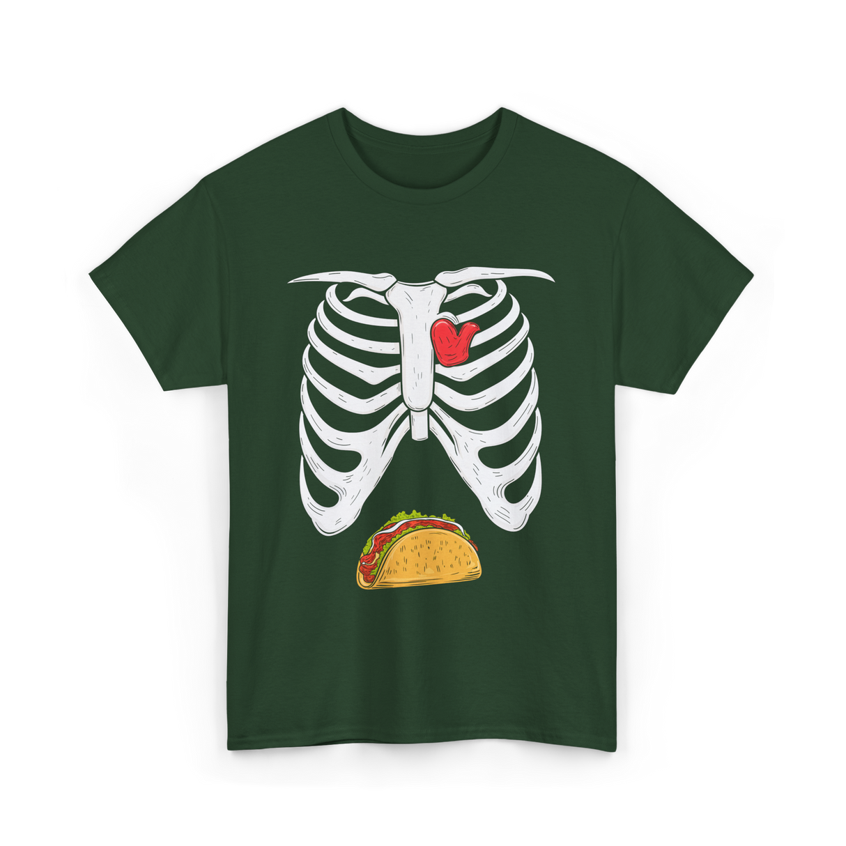 Skeleton Taco Belly Taco T-Shirt - Forest Green