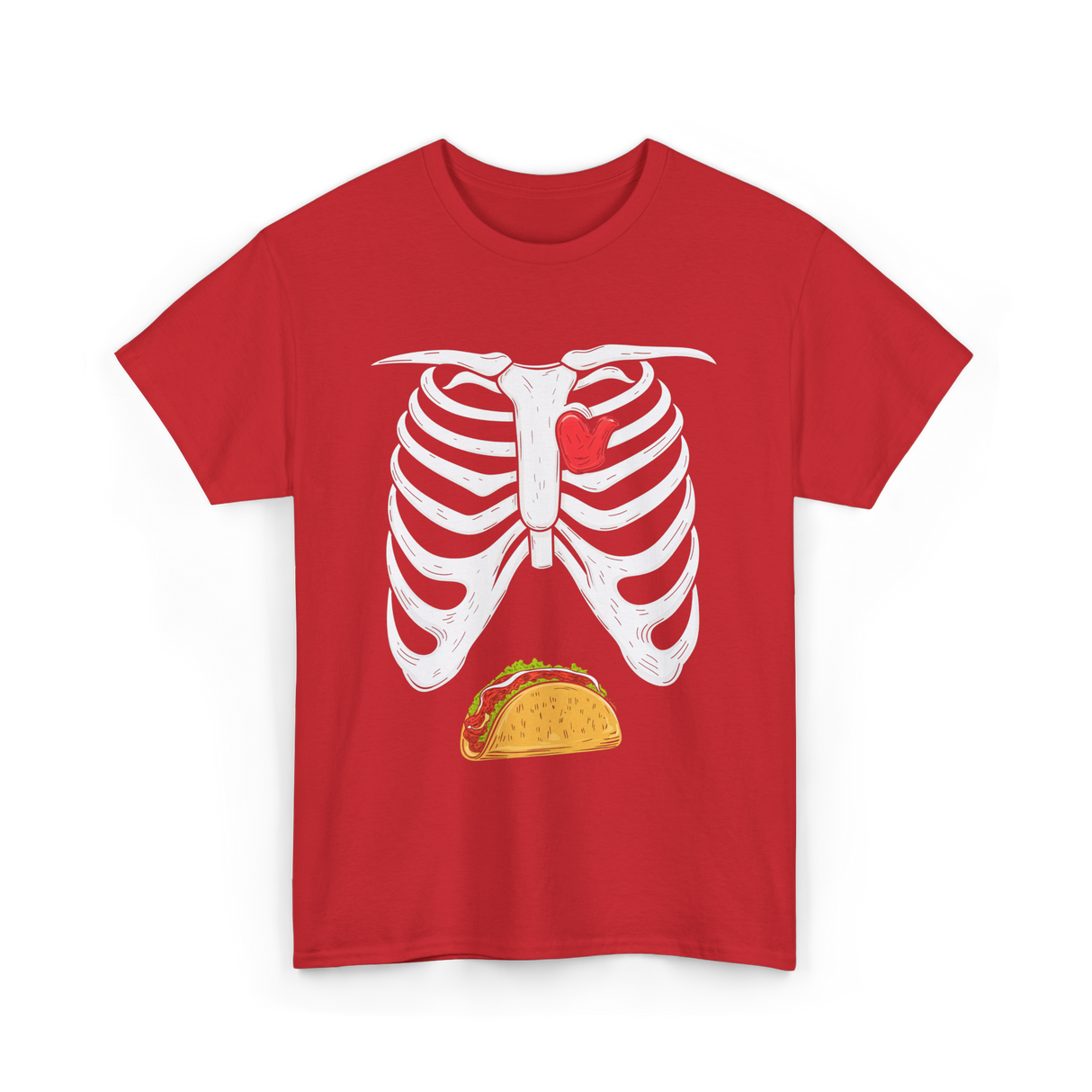 Skeleton Taco Belly Taco T-Shirt - Red