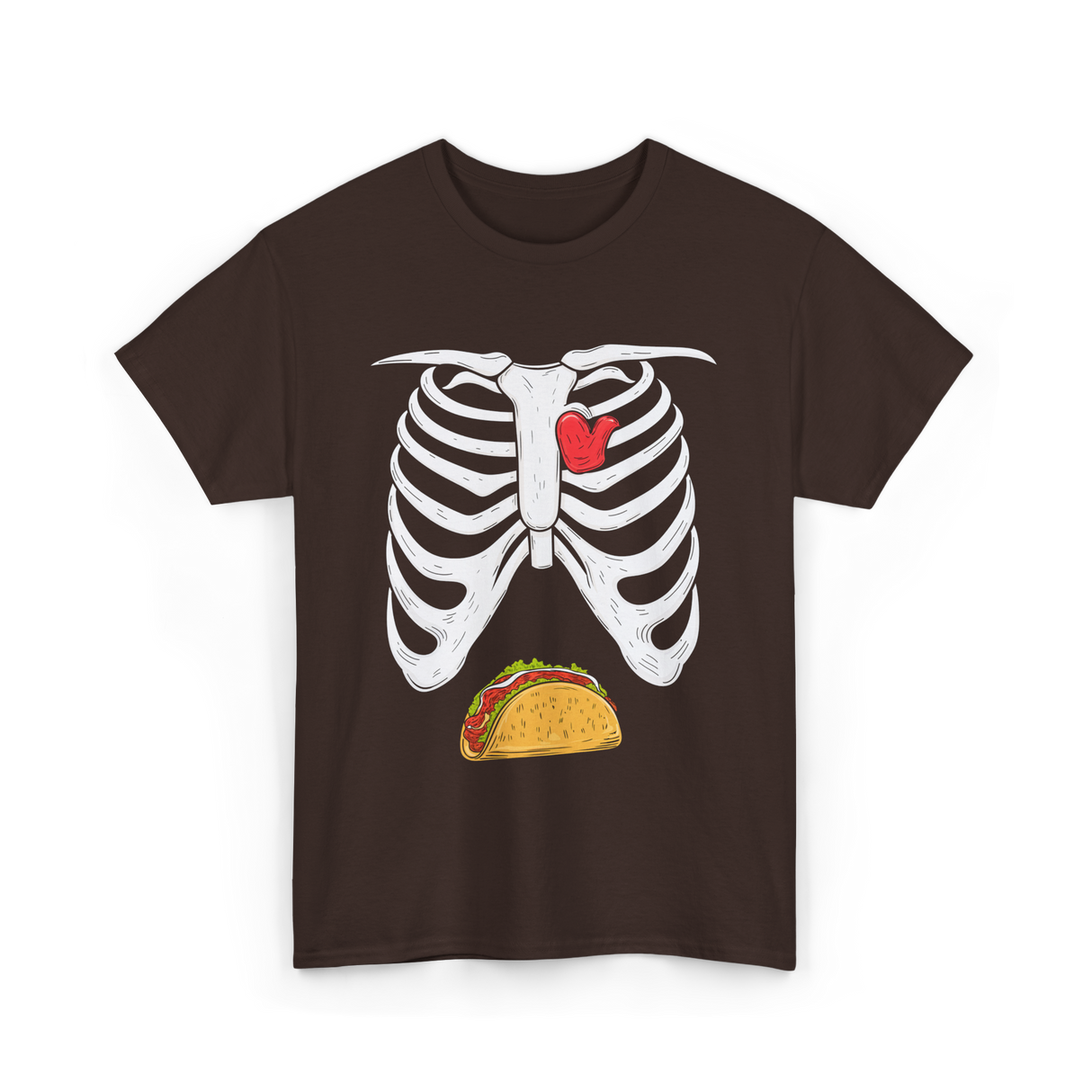 Skeleton Taco Belly Taco T-Shirt - Dark Chocolate