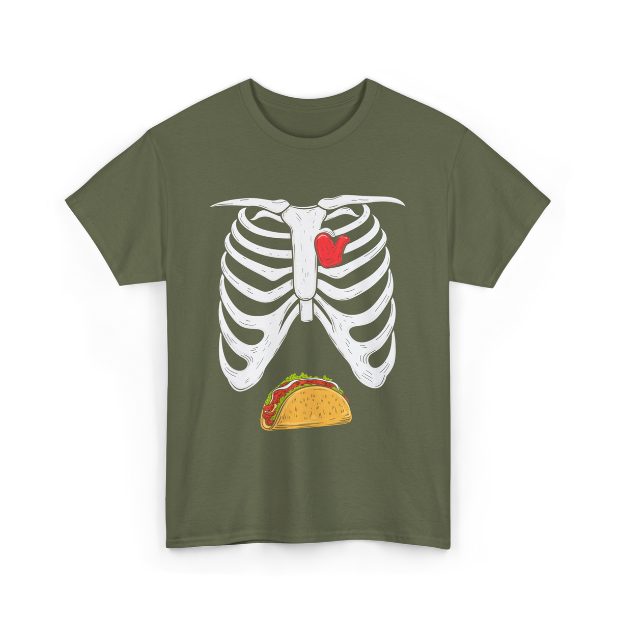 Skeleton Taco Belly Taco T-Shirt - Military Green