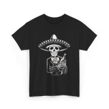 Skeleton Tequila Mexico Dia De Los Muertos T-Shirt - Black