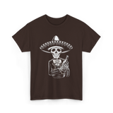 Skeleton Tequila Mexico Dia De Los Muertos T-Shirt - Dark Chocolate