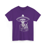 Skeleton Tequila Mexico Dia De Los Muertos T-Shirt - Purple