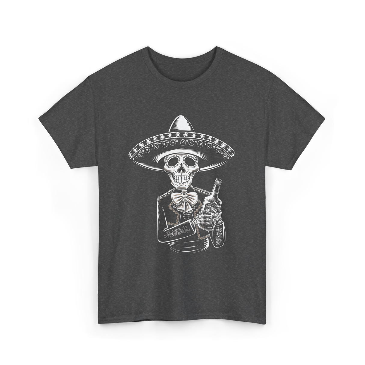 Skeleton Tequila Mexico Dia De Los Muertos T-Shirt - Dark Heather