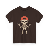 Skeleton Cap Rock Halloween T-Shirt - Dark Chocolate