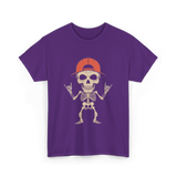 Skeleton Cap Rock Halloween T-Shirt - Purple