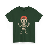 Skeleton Cap Rock Halloween T-Shirt - Forest Green