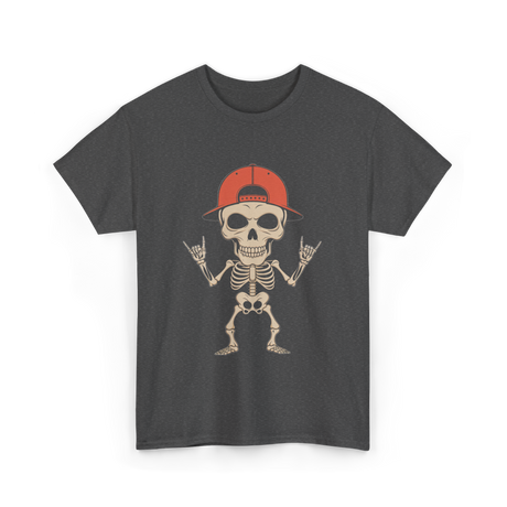 Skeleton Cap Rock Halloween T-Shirt - Dark Heather