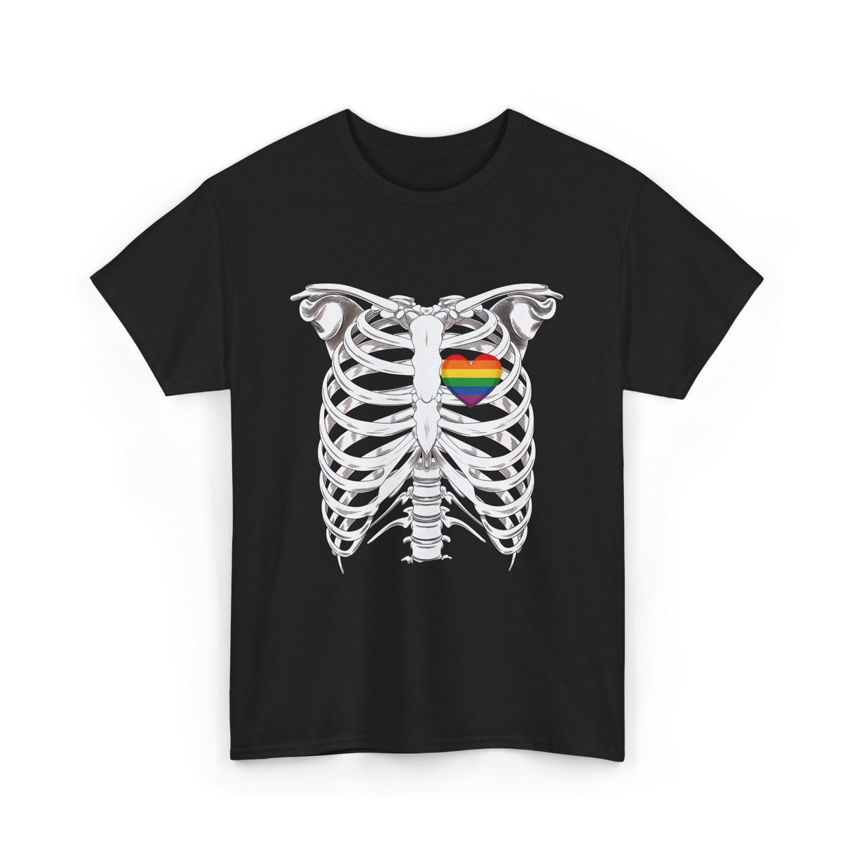 Skeleton Xray Heart LGBTQ T-Shirt - Black