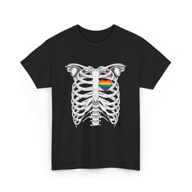 Skeleton Xray Heart LGBTQ T-Shirt - Black