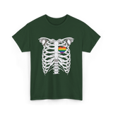 Skeleton Xray Heart LGBTQ T-Shirt - Forest Green