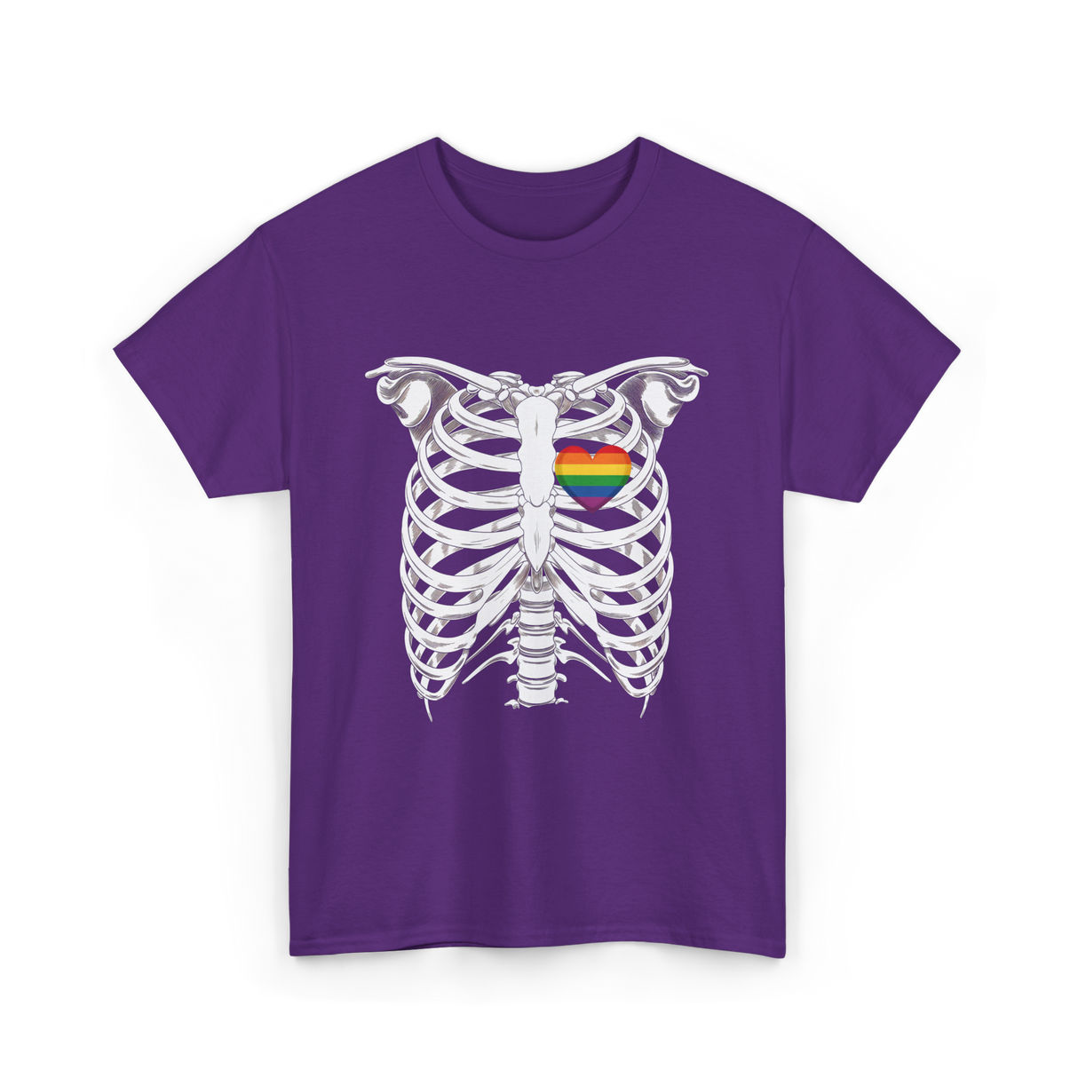 Skeleton Xray Heart LGBTQ T-Shirt - Purple