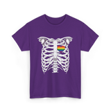 Skeleton Xray Heart LGBTQ T-Shirt - Purple