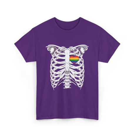 Skeleton Xray Heart LGBTQ T-Shirt - Purple