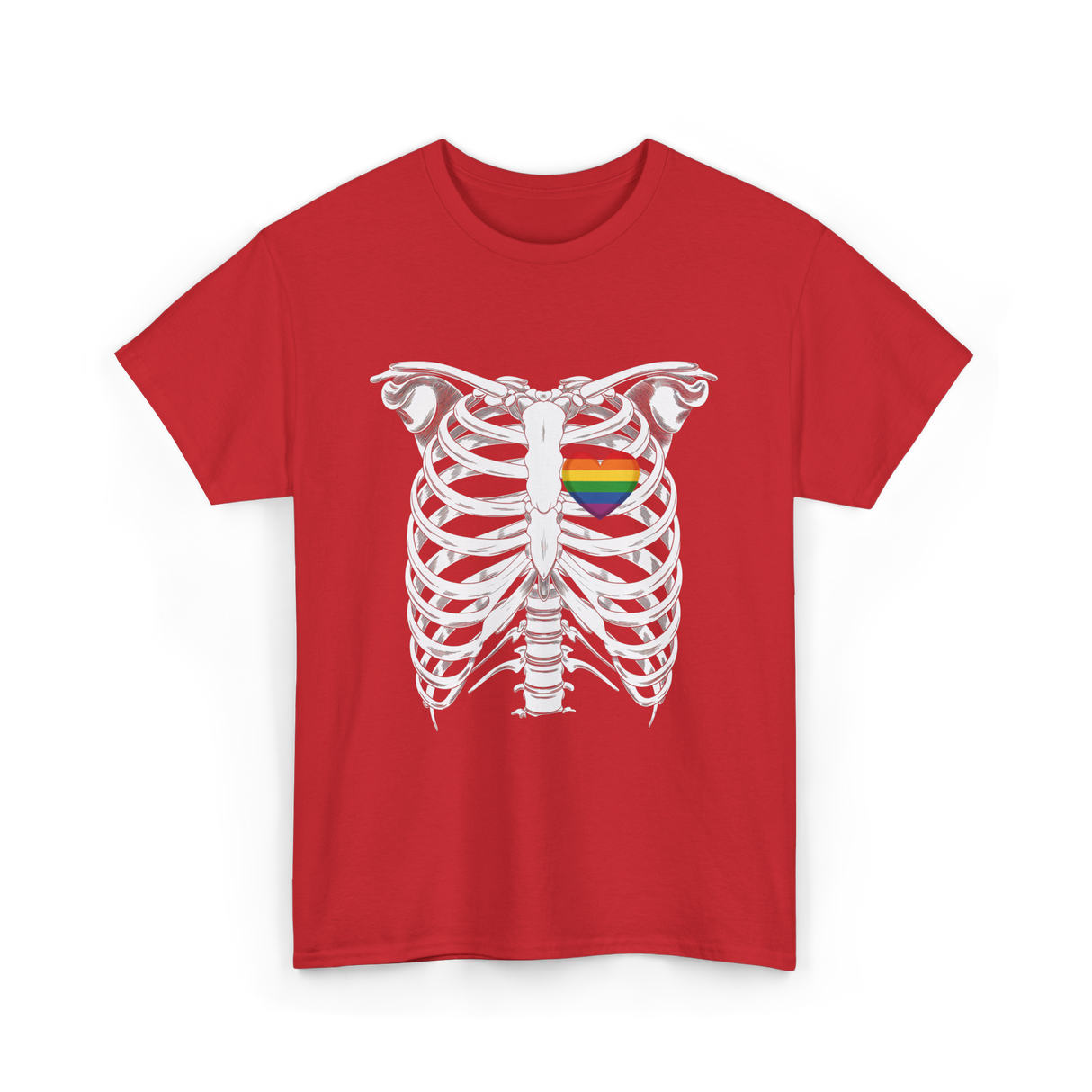 Skeleton Xray Heart LGBTQ T-Shirt - Red