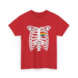 Skeleton Xray Heart LGBTQ T-Shirt - Red