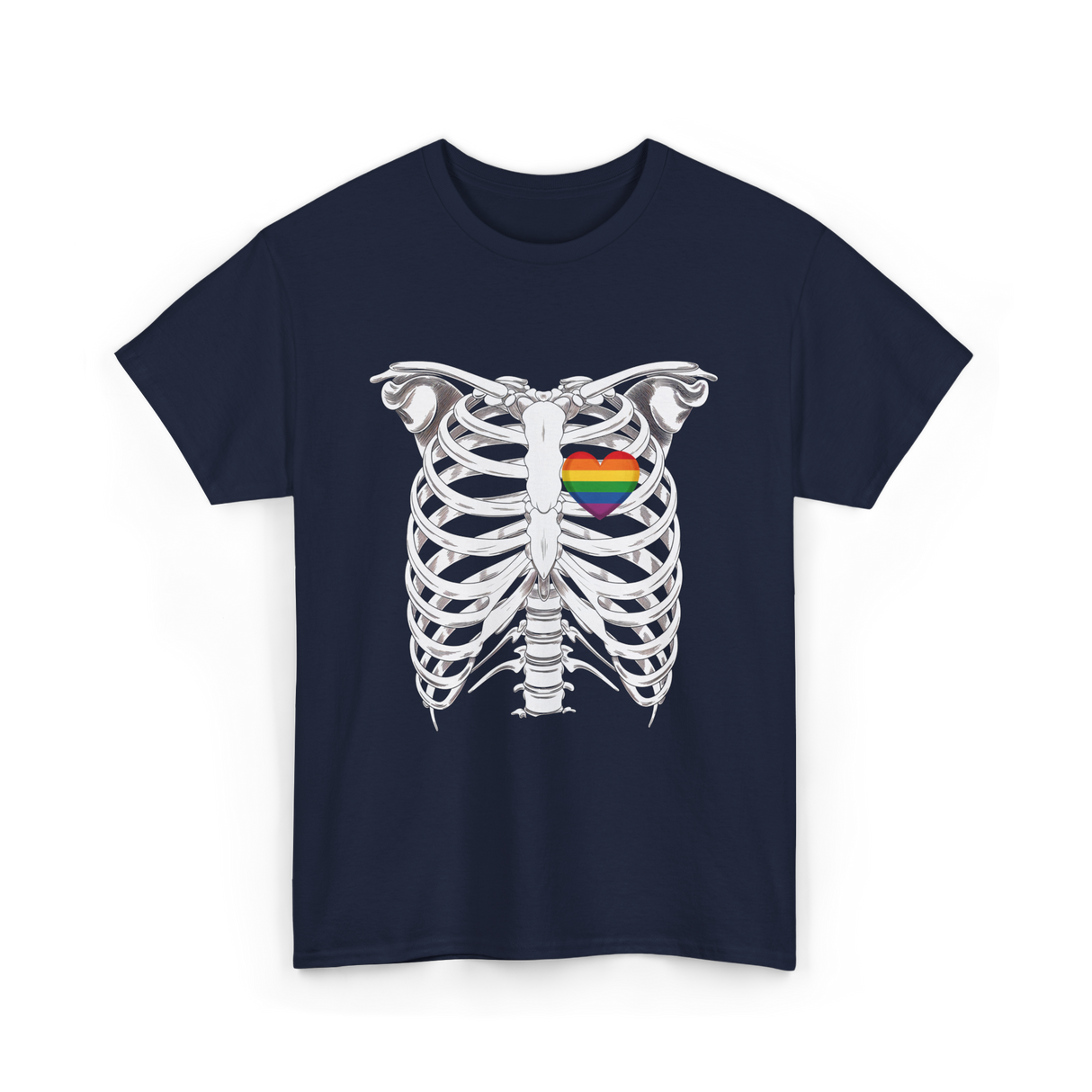 Skeleton Xray Heart LGBTQ T-Shirt - Navy