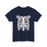 Skeleton Xray Heart LGBTQ T-Shirt - Navy