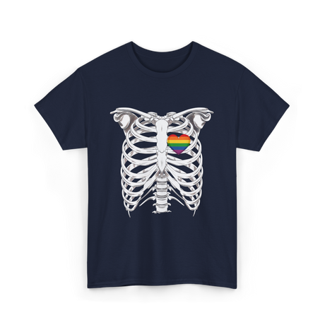 Skeleton Xray Heart LGBTQ T-Shirt - Navy