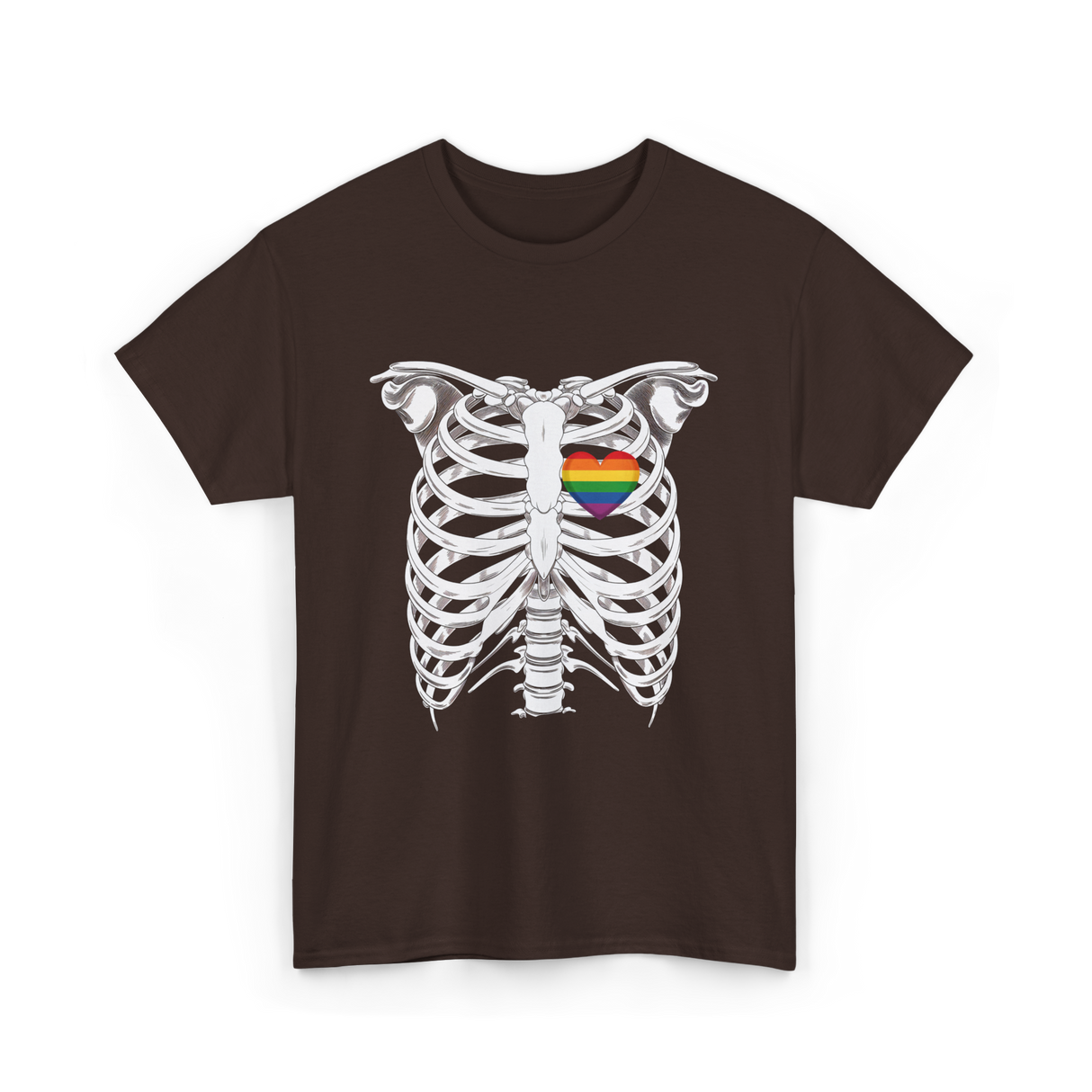 Skeleton Xray Heart LGBTQ T-Shirt - Dark Chocolate