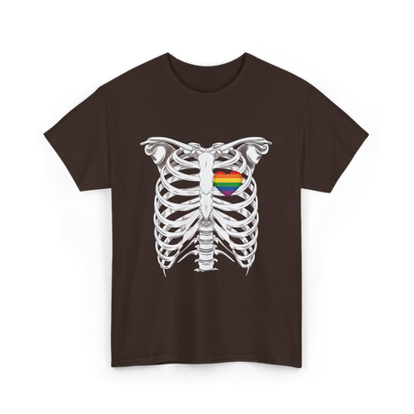 Skeleton Xray Heart LGBTQ T-Shirt - Dark Chocolate