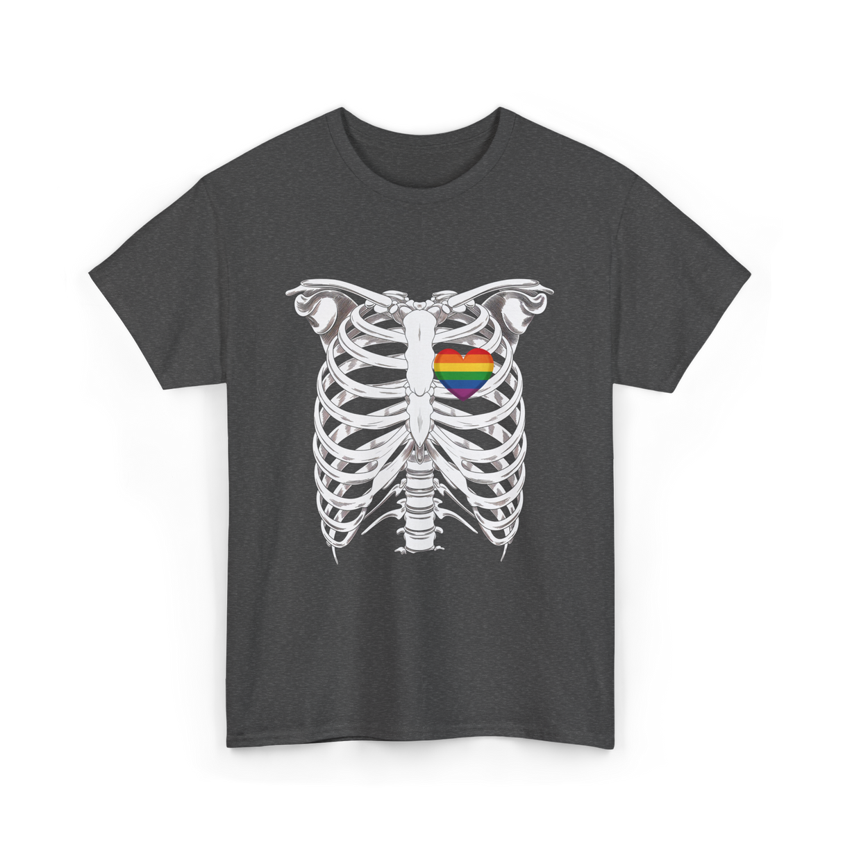 Skeleton Xray Heart LGBTQ T-Shirt - Dark Heather