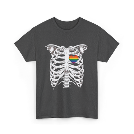 Skeleton Xray Heart LGBTQ T-Shirt - Dark Heather