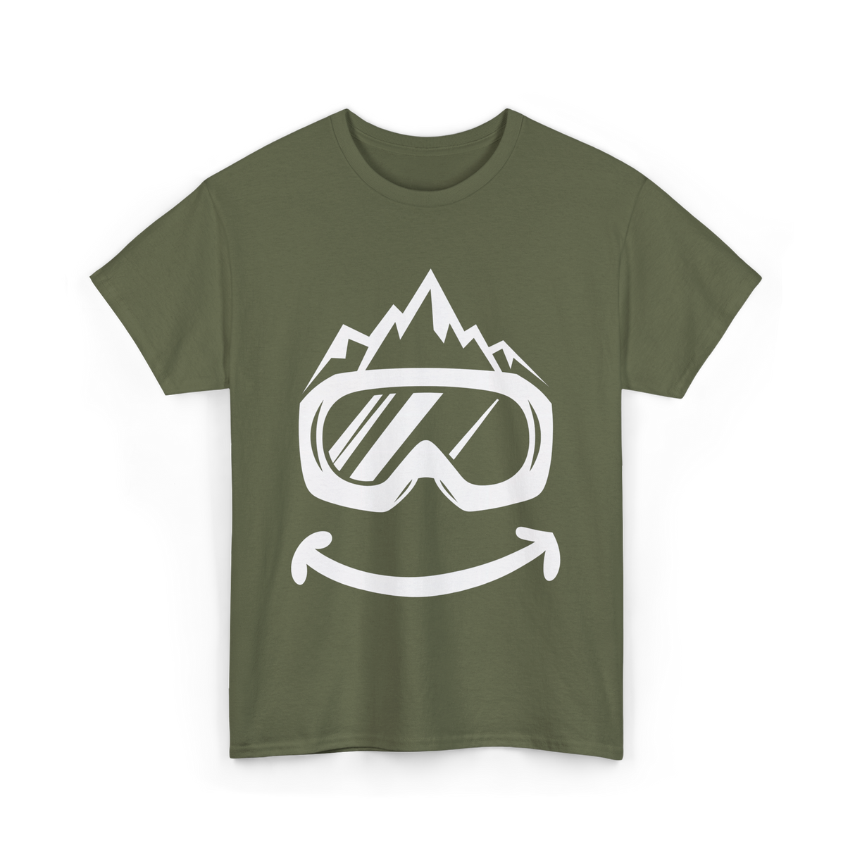 Ski Goggles Mountain Skiing T-Shirt - Military Green