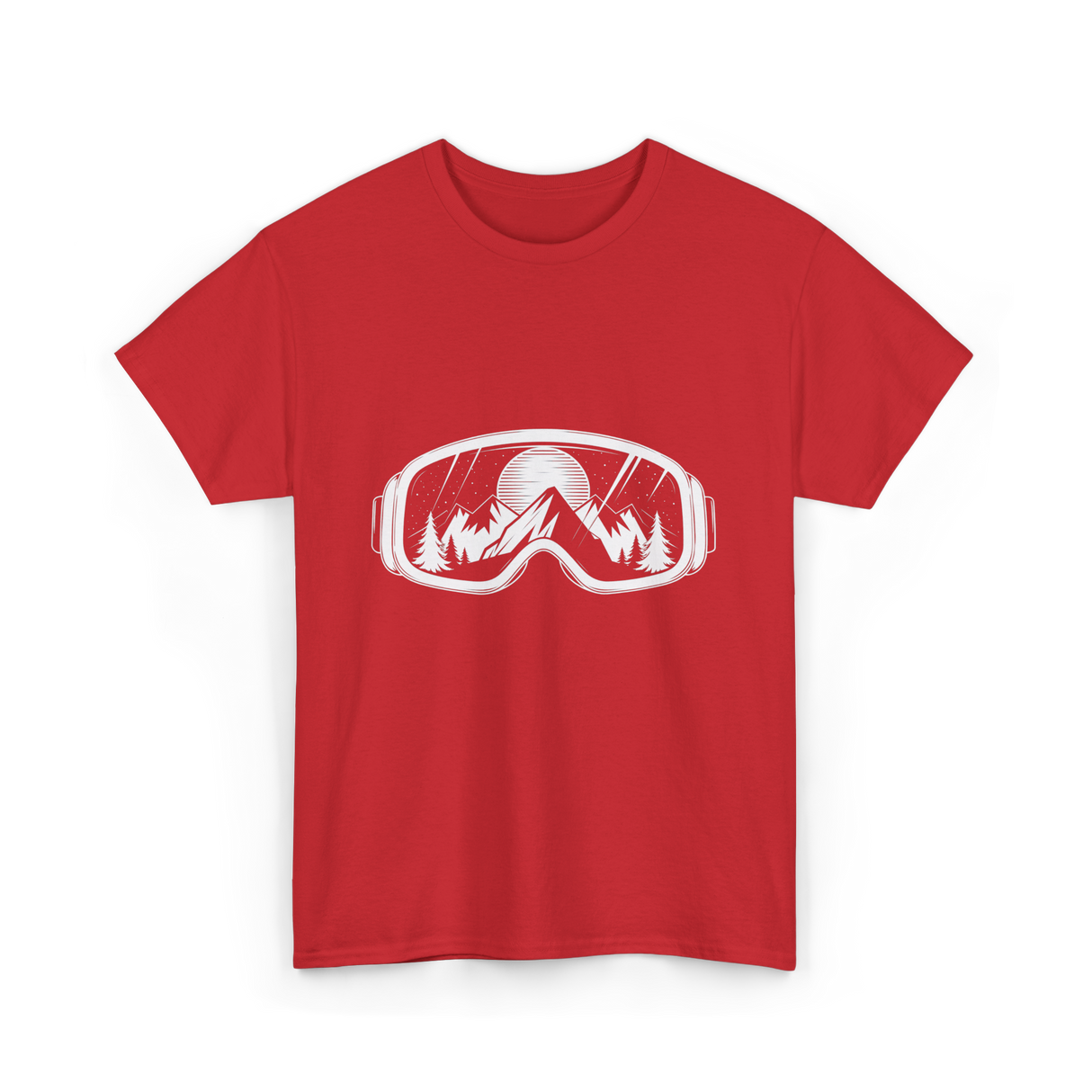 Ski Goggles Mountains Skiing Snow T-Shirt - Red