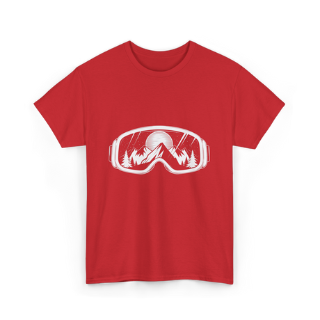 Ski Goggles Mountains Skiing Snow T-Shirt - Red