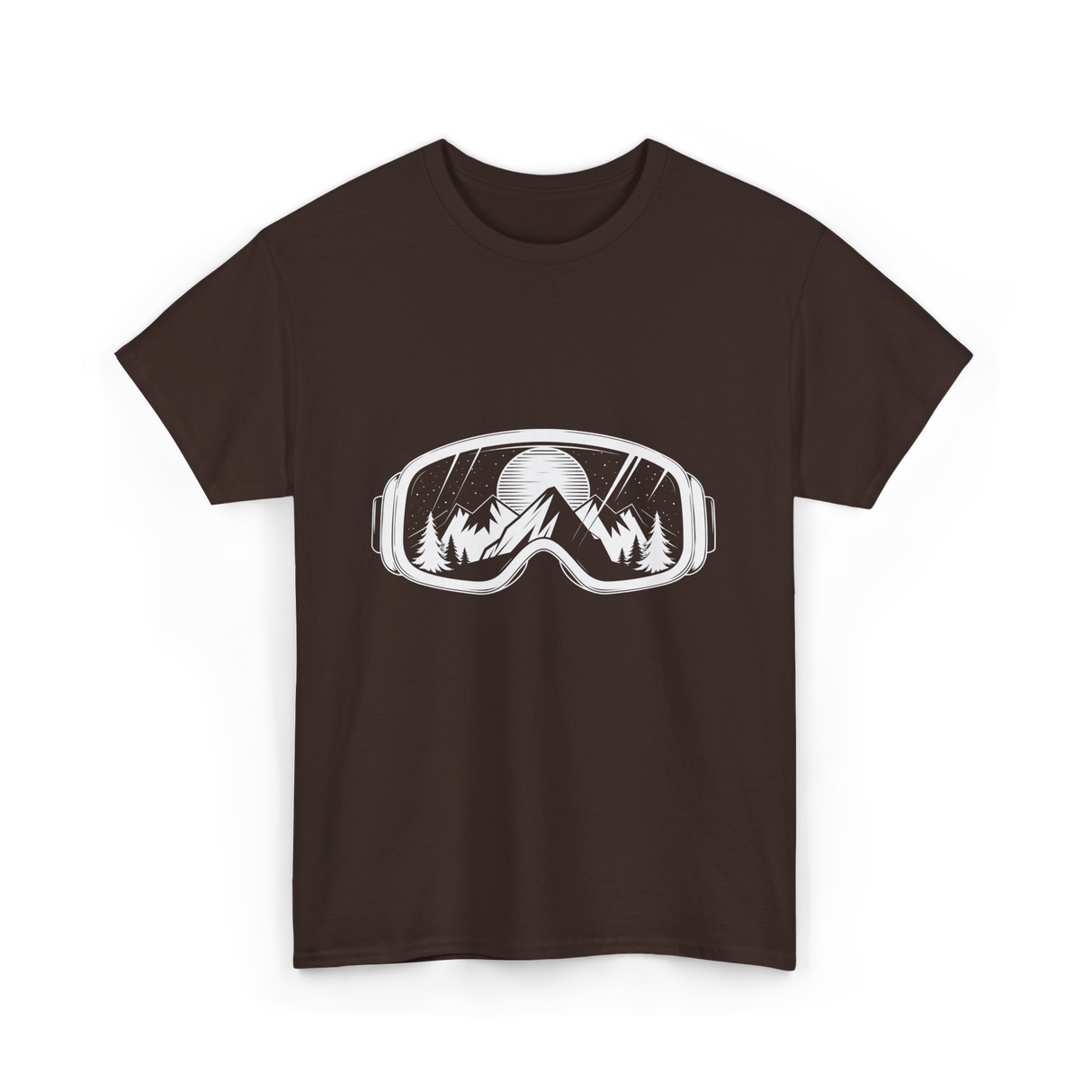 Ski Goggles Mountains Skiing Snow T-Shirt - Dark Chocolate