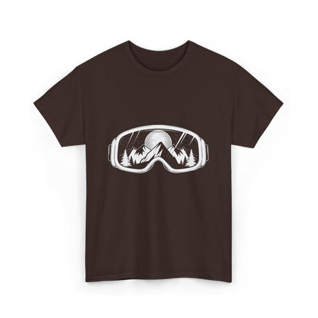 Ski Goggles Mountains Skiing Snow T-Shirt - Dark Chocolate