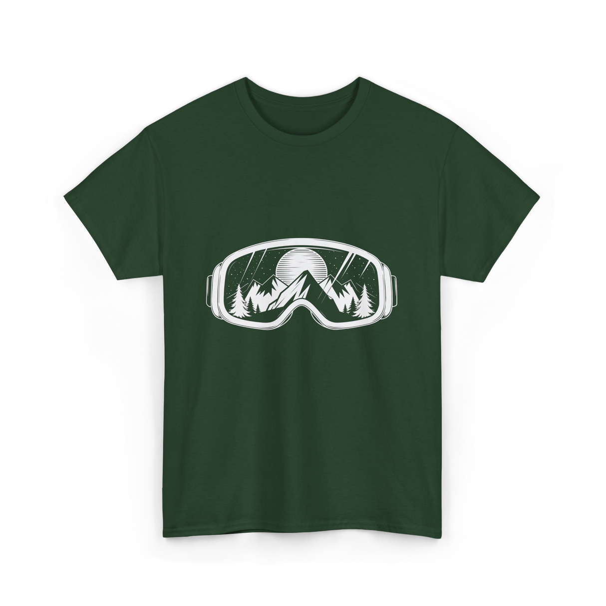 Ski Goggles Mountains Skiing Snow T-Shirt - Forest Green