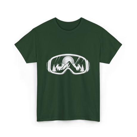 Ski Goggles Mountains Skiing Snow T-Shirt - Forest Green