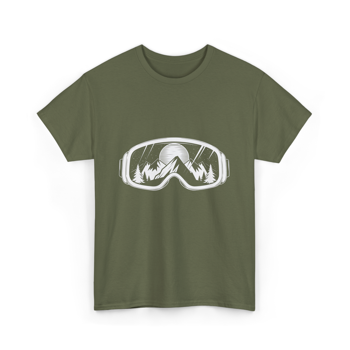 Ski Goggles Mountains Skiing Snow T-Shirt - Military Green