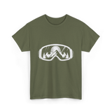 Ski Goggles Mountains Skiing Snow T-Shirt - Military Green