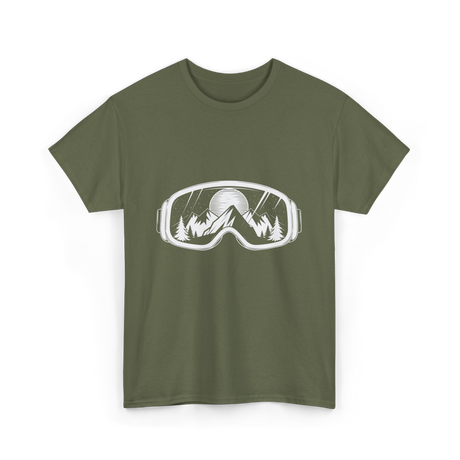 Ski Goggles Mountains Skiing Snow T-Shirt - Military Green