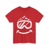 Ski Goggles Mountains Skiing T-Shirt - Red